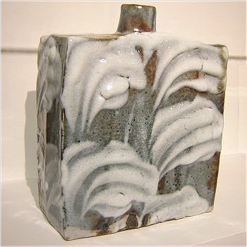 Ash glazed Yohen shino rectangular vase