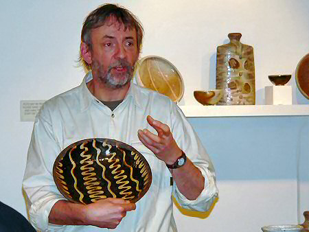 Phil Rogers with slipware bowl