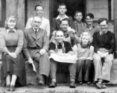 Alec Sharp at right, Leach Pottery staff ca.1948