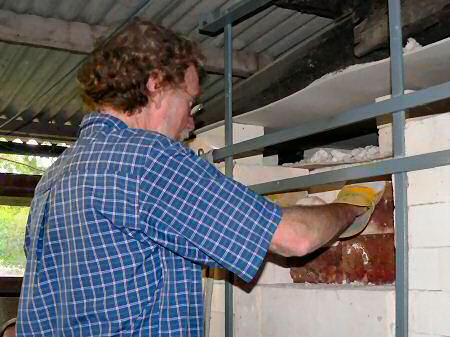 Salt kiln opening - First bricks being removed