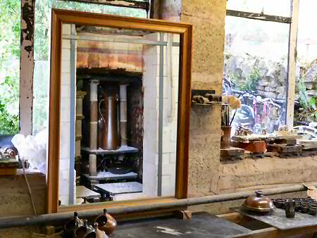 Mirror enabling visitors to see inside salt kiln