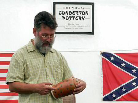 Dan Finnegan talking about the decoration on a lidded jar