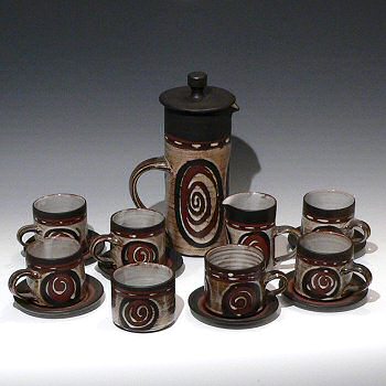 Briglin Pottery Scroll Coffee Set
