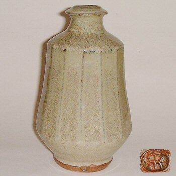 Ash glazed fluted vase