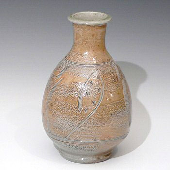 Korean style teardrop  vase with beautiful orange peel salt glaze.