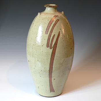 Phil Rogers tall vase with finger wipe decoration