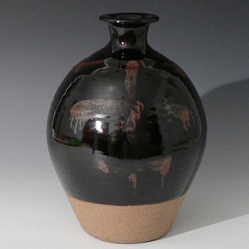Geoffrey Whiting large tenmoku bottle, St. Augustines Pottery, Canterbury