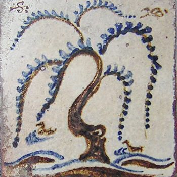 Bernard Leach tile - Willow tree