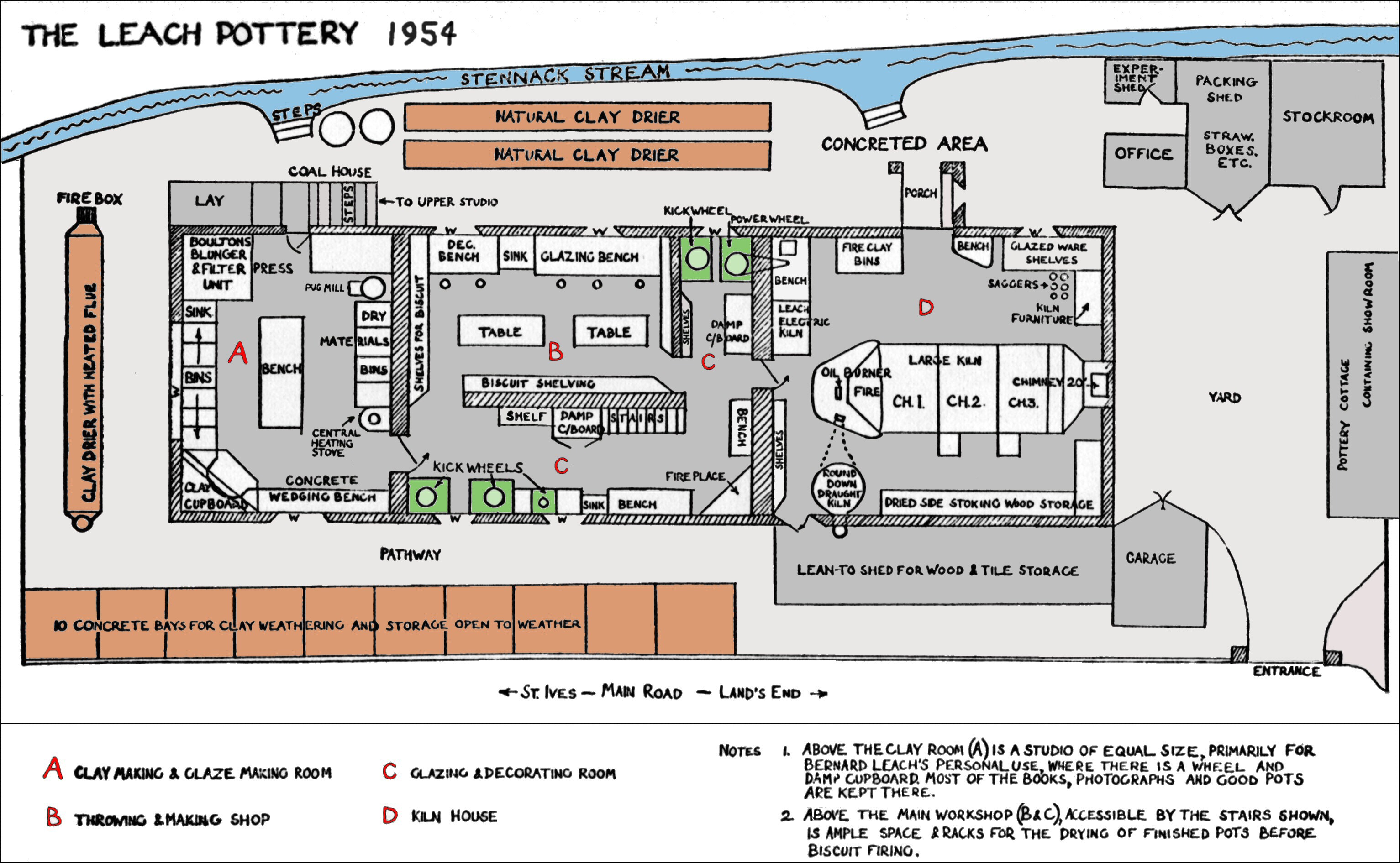 Leach Pottery - Building Plan 1954