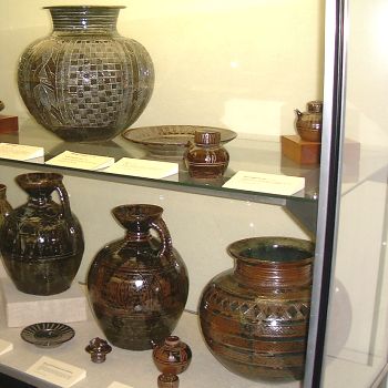 Selection of pots including work by Michael Cardew and Ladi Kwali