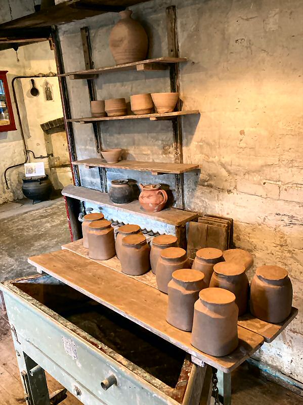 Pots newly thrown by visiting potter Jeff Oestreich