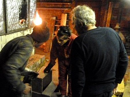 Matt, John and Hamish checking the glaze